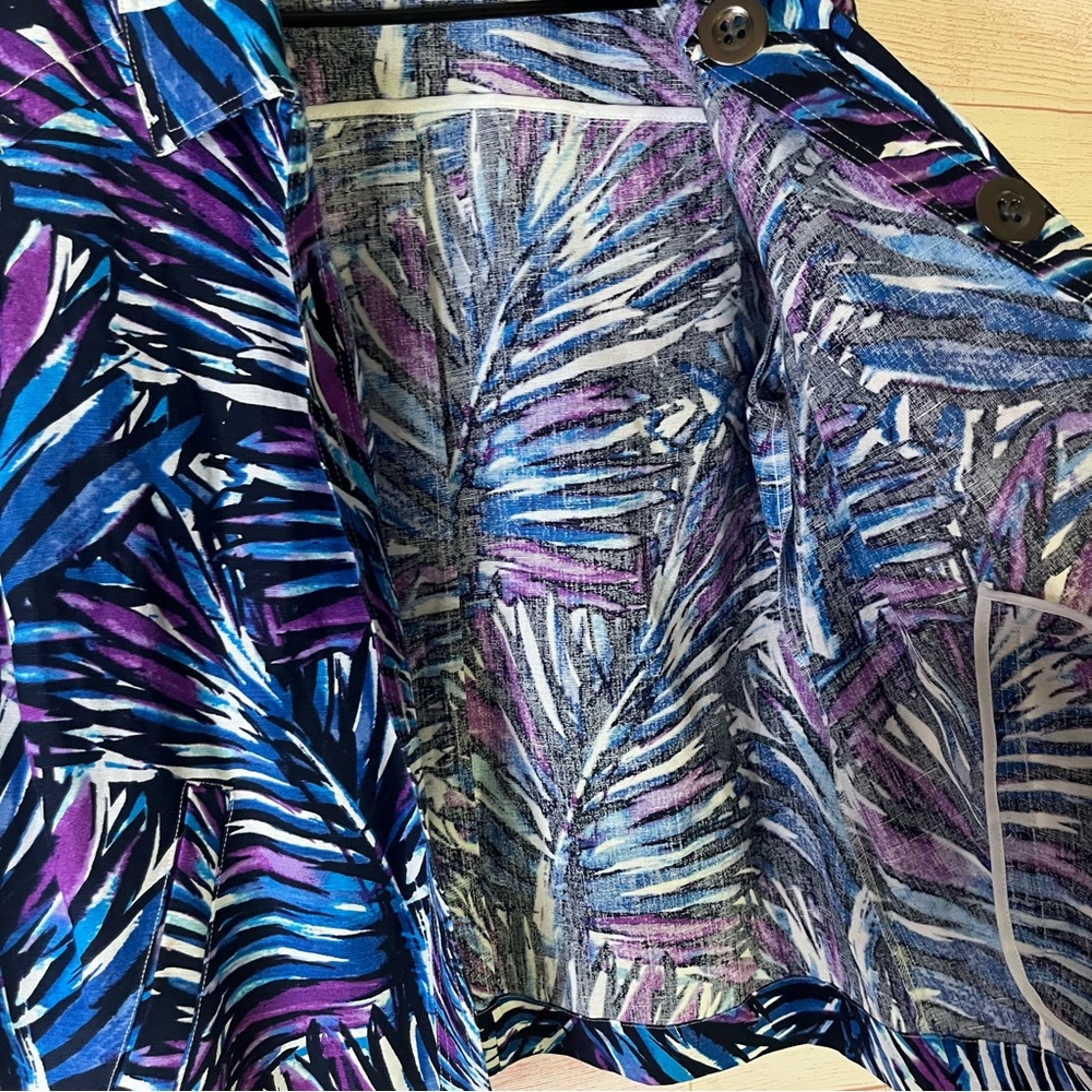 Christopher & Banks Linen Blend Light Weight Multicolor Button‎ Down Jacket Med - Picture 6 of 12